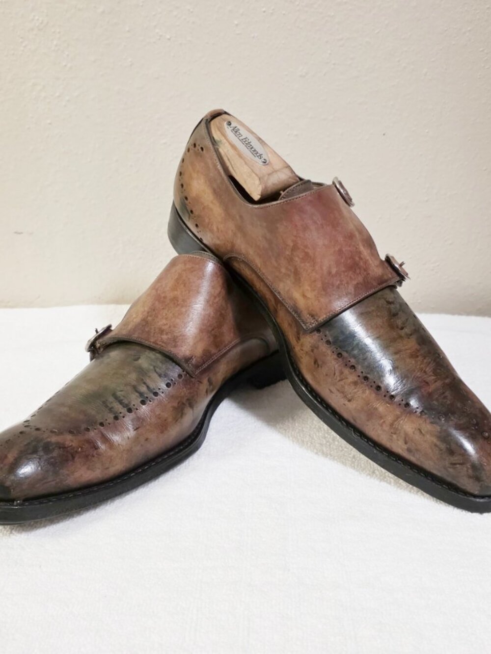 Calzoleria Harris 9 Multicolor Double Monk Cap Toe Mens Dress Shoes
